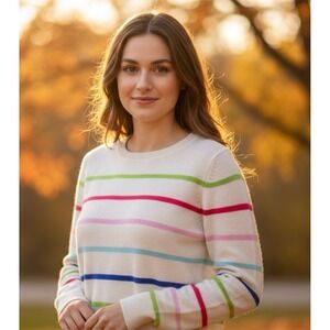 Cynthia Rowley Cashmere Scandi Girl Striped Luxury Cozy Preppy Sweater-M